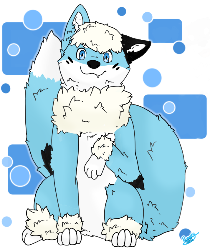 ambiguous_gender black_nose blue_body blue_eyes blue_fur feral fluffy fluffy_ears fluffy_hair fluffy_tail fur hair neck_tuft sitting solo tail tuft white_body white_fur parooty nintendo pokemon jarky arcanine canid canine fox generation_1_pokemon mammal pokemon_(species)