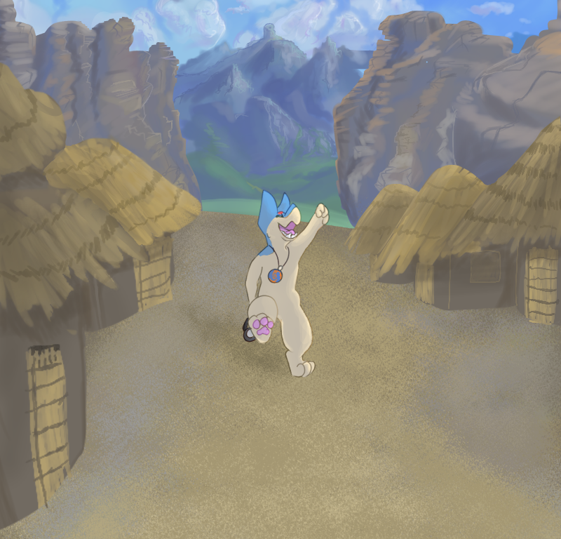 anthro anthrofied building cloud detailed_background eyewear goggles happy jewelry male mountain necklace open_mouth outside pokemorph smile solo village adondis nintendo pokemon pokemon_mystery_dungeon spike_chunsoft adondis_(character) generation_2_pokemon mammal pokemon_(species) quilava 2019 digital_media_(artwork)