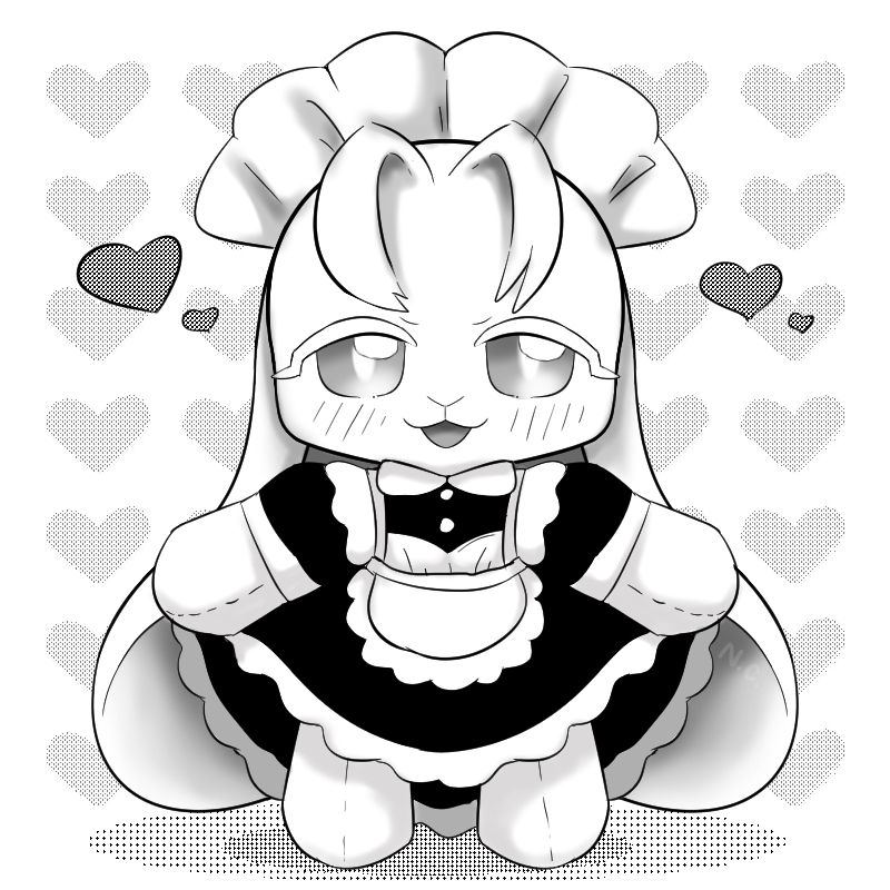 clothing doll female long_ears maid_uniform plushie solo stitch_(sewing) uniform colanukl animate_inanimate humanoid lagomorph leporid living_plushie mammal rabbit 1:1