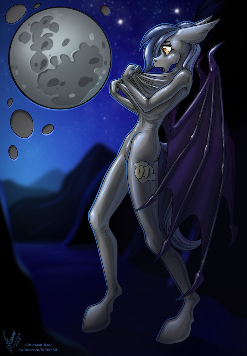 ambiguous_gender anthro biped bound clothed clothed_anthro clothing encasement hooves latex night ponysuit pose side_view solo standing stretching suiting unguligrade stirren hasbro my_little_pony animate_inanimate bat_pony equid living_clothing mammal digital_media_(artwork) digital_painting_(artwork) full-length_portrait painting_(artwork) portrait shaded soft_shading