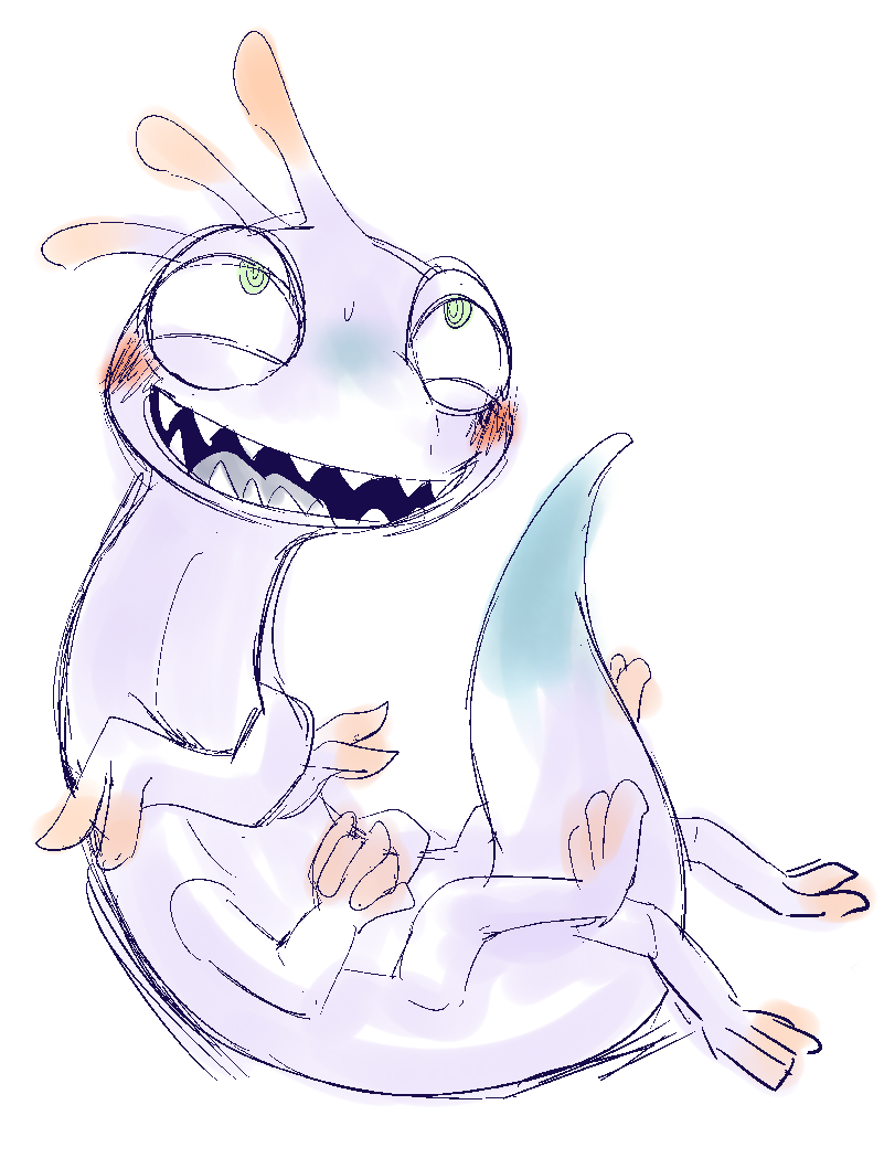 anthro clasped_hands male multi_limb open_mouth smile solo doneru disney monsters_inc pixar randall_boggs monster 2013 sketch