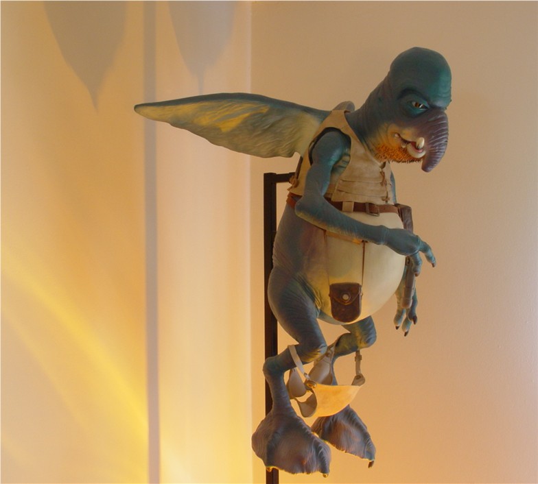 anthro belly bottomless clothed clothing feet figurine flaccid_nose insect_wings male membrane_(anatomy) overweight overweight_male real solo thong toes toy trunk underwear webbed_feet wings dinojrfrk2 star_wars watto alien toydarian model