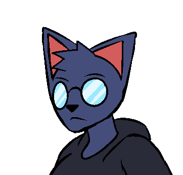 anthro blue_body blue_fur clothing eyewear female fur glasses head_tuft hoodie opaque_glasses round_glasses simple_background solo topwear tuft white_background atomic_cat sam_corenthal domestic_cat felid feline felis mammal 2022 low_res nonbinary_(lore)