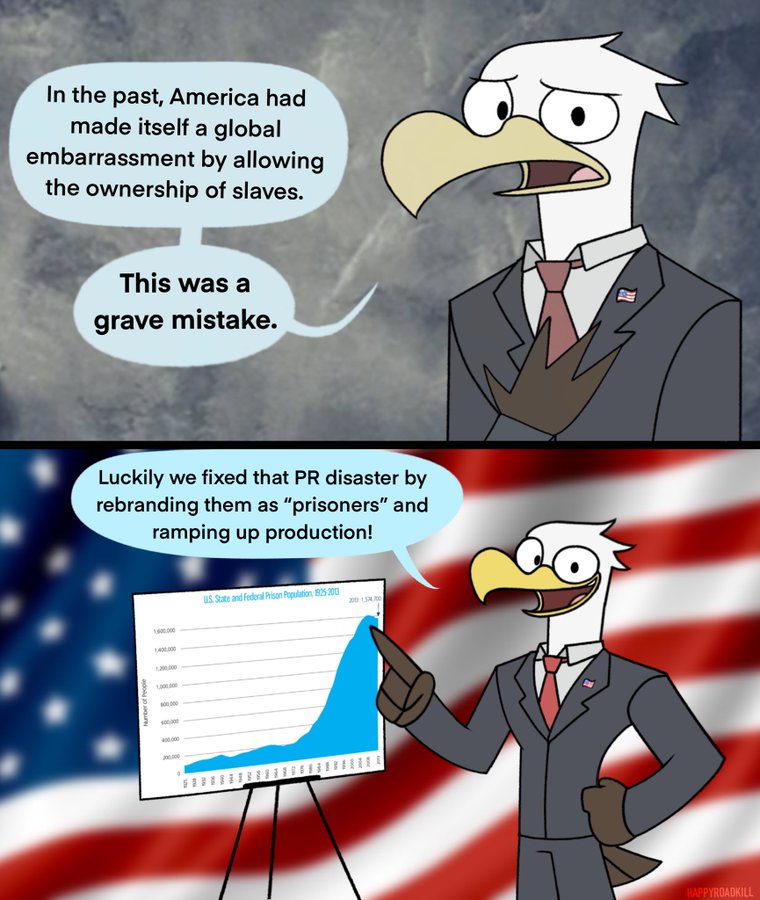 american_flag anthro beak clothed clothing dialogue graph humor male political_cartoon politics solo suit text united_states_of_america happyroadkill eric_eagle accipitrid accipitriform avian bald_eagle bird eagle sea_eagle 2021 comic english_text