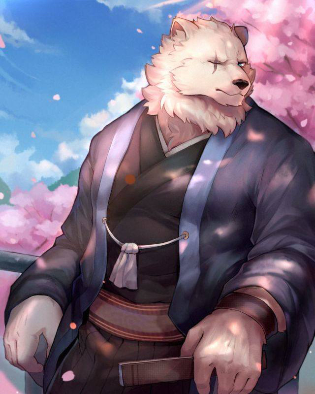 anthro asian_clothing biped black_clothing black_nose black_topwear blue_eyes bottomwear brown_bottomwear brown_clothing clothed clothing detailed_background east_asian_clothing facial_scar folding_fan fully_clothed fur haori holding_fan holding_object japanese_clothing male obi one_eye_closed purple_clothing purple_topwear scar solo topwear white_body white_fur luodejun sdorica crushfang_(sdorica_sunset) bear mammal 2021 4:5 digital_drawing_(artwork) digital_media_(artwork)