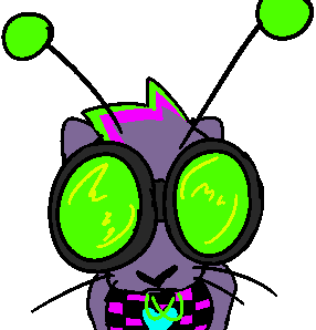 antennae_(anatomy) anthro close-up eyewear female fur glowstick glowstick_necklace goggles green_antennae green_eyewear green_goggles green_hair green_highlights hair highlights_(coloring) magenta_hair magenta_highlights purple_body purple_fur solo whiskers atomic_cat arthropod domestic_cat felid feline felis hybrid mammal 2022 low_res nonbinary_(lore)