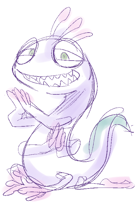 lidded_eyes male multi_limb open_mouth solo doneru disney monsters_inc pixar randall_boggs monster 2013 sketch