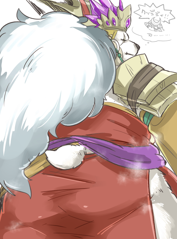 anthro butt butt_pose clothed clothing male pose scar solo text sa_ba_can sdorica crushfang_(sdorica_sunset) bear mammal polar_bear ursine 2018 japanese_text