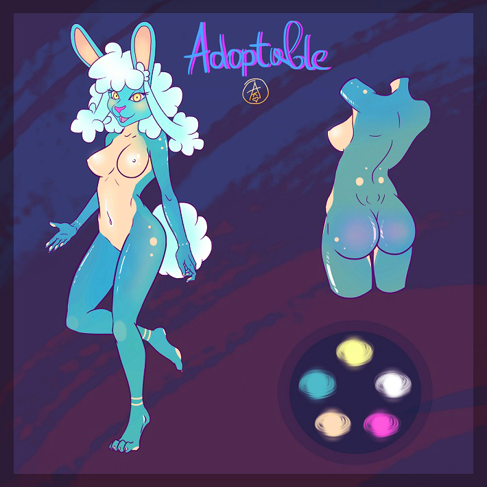 anthro breasts female looking_at_viewer nipples nude smile solo standing akuma_tlt lagomorph leporid mammal rabbit model_sheet