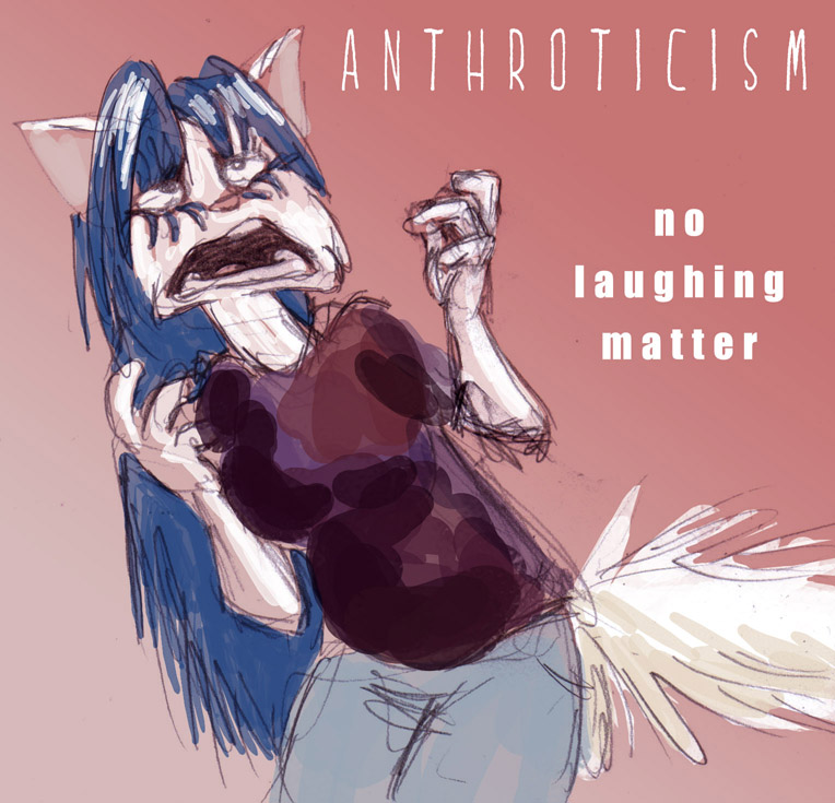 anthro biped blue_hair bottomwear clothed clothing d: female fur hair long_hair open_mouth pants pink_background pink_nose pose scared screaming shirt simple_background solo standing tail teeth text the_more_you_know topwear white_body white_fur sonderjen domestic_cat felid feline felis mammal english_text meme