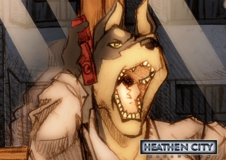 angry anthro black_nose cellphone electronics male open_mouth phone solo teeth_showing text tongue_showing white_dress_shirt yellow_eyes ayato distasty heathen_city q._i._malloy canid canine canis dobermann domestic_dog mammal pinscher english_text