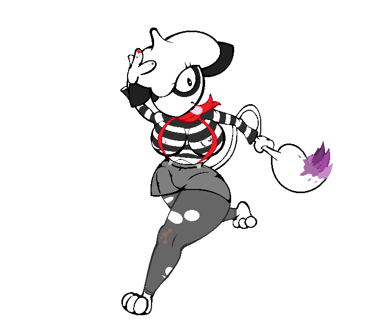 anthro clothing female legwear paint solo stockings tongue tongue_out lil_scooter56 nintendo pokemon canid generation_2_pokemon mammal pokemon_(species) smeargle