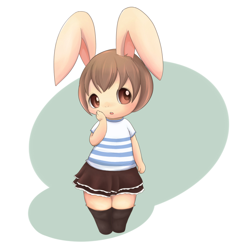 anthro brown_hair clothing female fur hair kemono legwear short_hair solo stockings tan_body tan_fur young young_anthro young_female mei_(artist) lagomorph leporid mammal rabbit