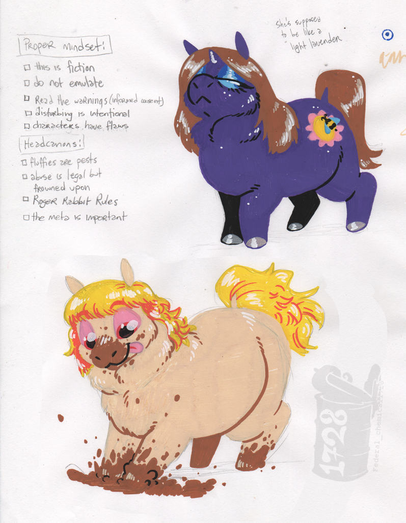 ambiguous_gender blonde_mane blue_eyelids blue_eyes blue_sclera brown_mane brown_tail checklist duo eyelashes feral floral_markings frown fur glistening_eyelids grey_hooves half-closed_eyes happy hooves horn mane markings mud_on_body mud_on_face mud_on_fur mud_on_snout mud_puddle narrowed_eyes pink_sclera pink_tongue purple_body purple_fur purple_horn red_eyes simple_background smile snooty snout standing tail tan_body tan_fur text tongue tongue_out unguligrade white_background yellow_tail ed_mortis fluffy_pony mythology mae_bee mole_(federalchemical1728) equid equine fluffy_pony_(species) mammal mythological_creature mythological_equine unicorn 2024 english_text handwritten_text marker_(artwork) traditional_media_(artwork) watermark trans_(lore) trans_man_(lore) trans_woman_(lore)