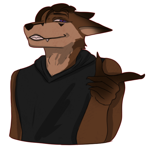 anthro brown_body brown_fur brown_hair clothed clothing ear_piercing eyebrow_piercing eyebrows facial_piercing fur gesture grin hair male piercing purple_eyes sharp_teeth smile solo sticker_pack teeth white_body white_fur yourumi kais_(yourumi) canid canine fox mammal 1:1 alpha_channel