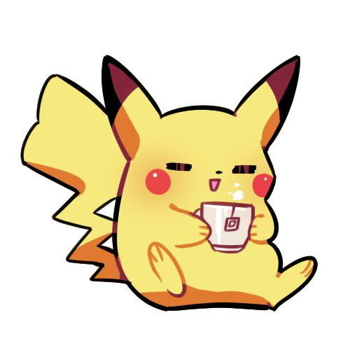 beverage black_nose cheek_spots container cup eyes_closed female holding_container holding_cup holding_object open_mouth open_smile red_cheeks sitting smile solo tail tea tea_bag yellow_body yellow_tail flavia-elric nintendo pokemon generation_1_pokemon pikachu pokemon_(species) 1:1 2019 alpha_channel digital_media_(artwork) low_res