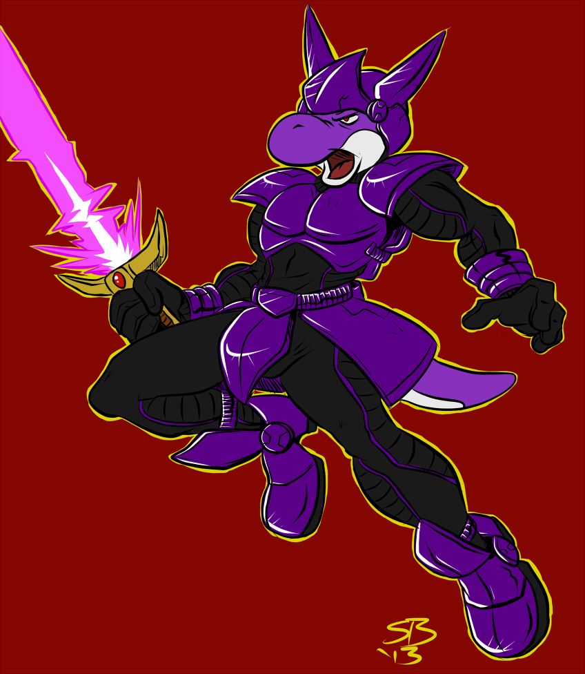 anthro armor boots clothed clothing footwear headgear helmet holding_melee_weapon holding_object holding_sword holding_weapon male melee_weapon open_mouth purple_body red_background red_eyes shoes simple_background solo sword tail weapon sean_blackthorne zohashi mario_bros nintendo fan_character zohashi_metatron dinosaur prehistoric_species purple_yoshi reptile scalie yoshi 2013