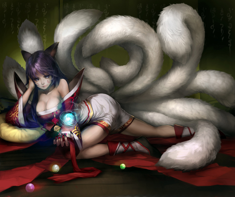 clothing dress energy_ball female fluffy gem hair long_hair multi_tail orb pearl_(gem) rasengan solo tail youshun_(naturaljuice) asian_mythology east_asian_mythology league_of_legends mythology riot_games tencent ahri_(lol) animal_humanoid canid canid_humanoid canine canine_humanoid fox fox_humanoid fox_spirit humanoid mammal mammal_humanoid