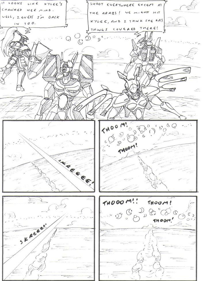 battle beam bird's-eye_view cloud destruction dialogue energy_beam explosion field flying_machine high-angle_view knight_armor machine mecha onomatopoeia shield sky sound_effects speech_bubble text warzone wings zero_pictured kitfox-crimson stolen_generation black_and_white comic english_text monochrome sketch