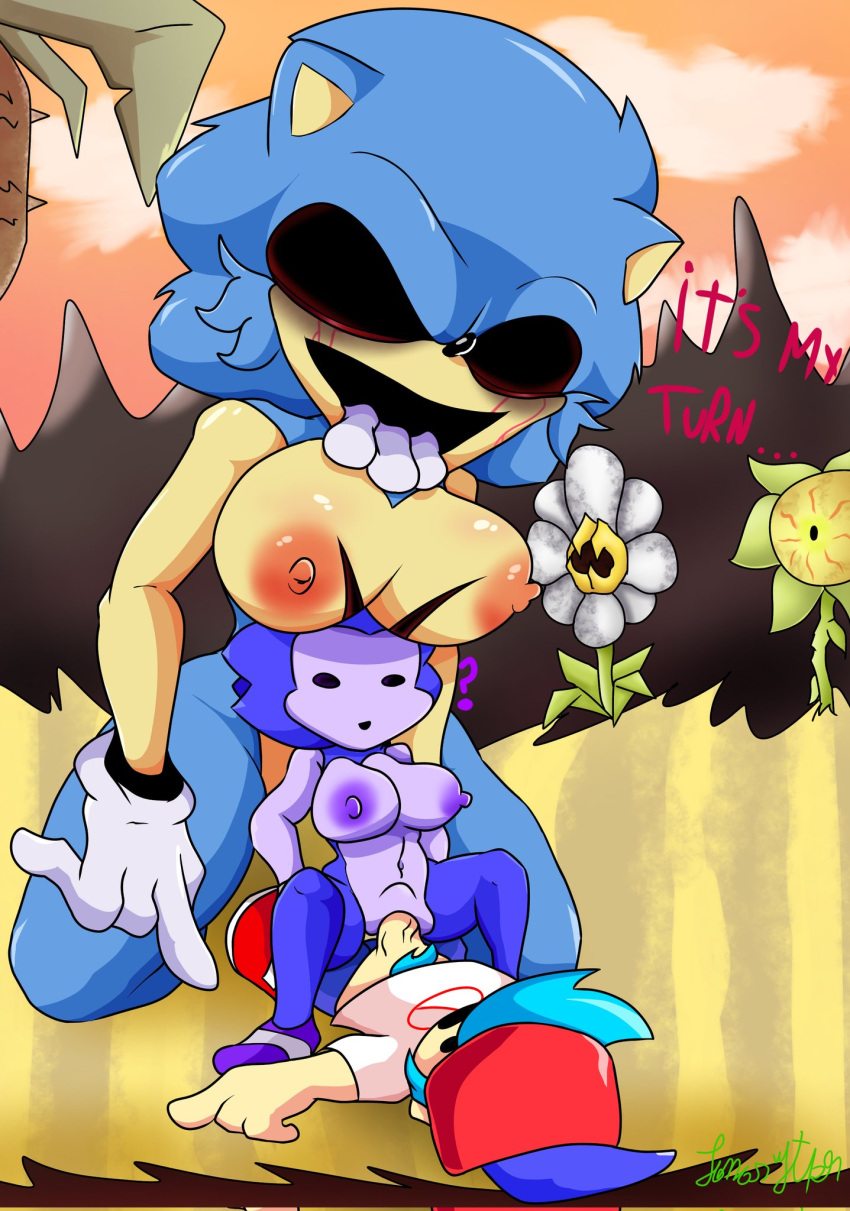 axel012 crossgender female female/female feral group male male/female mtf_crossgender pronounced_browridge trio friday_night_funkin' sega sonic_the_hedgehog_(comics) sonic_the_hedgehog_(series) boyfriend_(fnf) erizo lord_x majin_sonic sonic.exe human mammal hi_res tagme