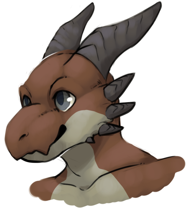 anthro brown_body brown_skin collarbone grey_eyes horn male nude simple_background solo toony white_background jinash mythology xhyra dragon mythological_creature mythological_scalie scalie bust_portrait portrait