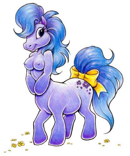 accessory blue_hair bow_(feature) bow_accessory bow_ribbon breasts cutie_mark female flower fur furgonomics hair nipples plant pre-g4 purple_body purple_eyes purple_fur ribbons smile solo tail tail_accessory tail_bow tail_ribbon megan_giles hasbro my_little_pony fan_character equid equid_taur equine equine_taur horse horse_taur mammal mammal_taur taur 2008 5:6 low_res