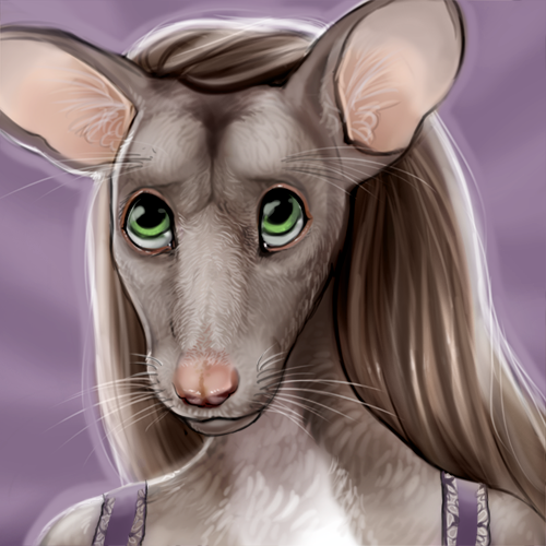 anthro big_eyes brown_hair clothed clothing female fur green_eyes grey_body grey_fur hair long_hair sad snout solo whiskers theowlette kjorteo_kalante kjorteo_woodrat cricetid mammal pack_rat rodent white-throated_woodrat 1:1 bust_portrait icon low_res portrait