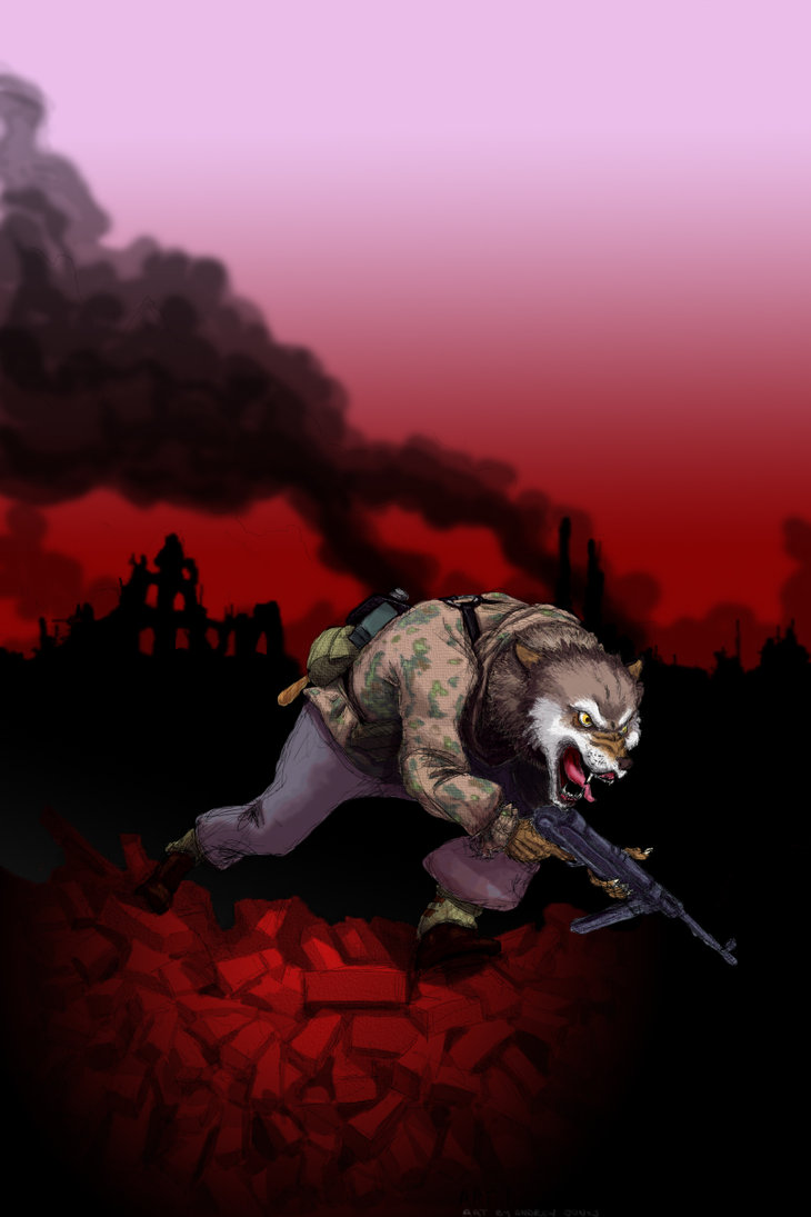 anthro athletic athletic_anthro athletic_male camo city clothing front_view frown grin growling gun holding_gun holding_object holding_ranged_weapon holding_weapon male military military_uniform mp_40 nazi open_mouth outside ranged_weapon red_background rubble ruins simple_background smile smoke snarling snout solo standing submachine_gun teeth three-quarter_view tongue tongue_out uniform weapon yellow_eyes unknown_artist wehrmacht canid canine canis mammal wolf 2:3 red_theme