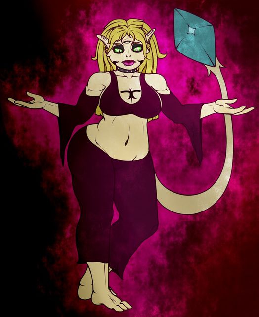 3_eyes barefoot clothed clothing feet female gem green_sclera multi_eye navel pupils slit_pupils solo tail tail_gem maxhe alien animal_humanoid felid felid_humanoid humanoid jenexian mammal mammal_humanoid 2022 digital_media_(artwork)