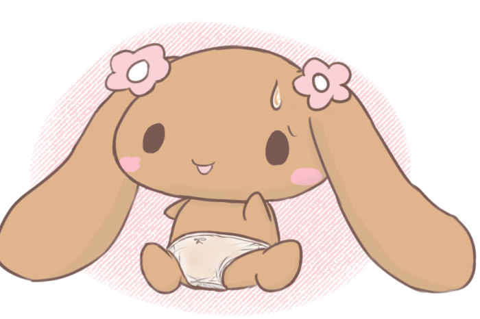 accessory anthro beady_eyes blush bodily_fluids brown_eyes chibi clothing female flower flower_in_hair hair hair_accessory japanese long_ears plant simple_background solo sweat teardrop tears underwear unknown_artist cinnamoroll sanrio mocha_(cinnamoroll) canid canine canis domestic_dog mammal