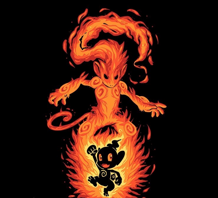 ambiguous_gender anthro duo feral fire happy paws pose red_eyes techranova nintendo pokemon chimchar generation_4_pokemon infernape mammal pokemon_(species) primate wallpaper