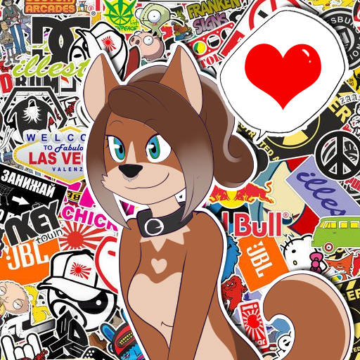 anthro blue_eyes brown_body brown_fur collar dialogue facial_piercing female fur heart_symbol nose_piercing nose_ring piercing ring_piercing septum_piercing solo speech_bubble telegram_sticker kitsunekotaro family_guy sagezilla stewie_griffin canid canine canis domestic_dog herding_dog human mammal pastoral_dog welsh_corgi 1:1