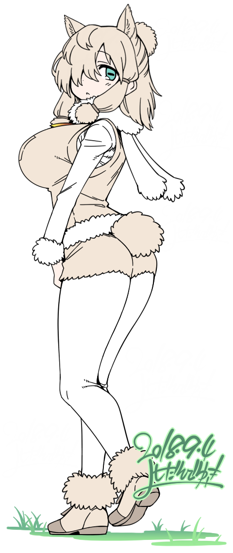 big_breasts blue_eyes border bottomwear breasts butt butt_pose clothed clothing cream_hair female footwear hair hair_over_eye horizontal_pupils legwear one_eye_obstructed pose pupils scarf shirt shoes short_hair shorts solo tights topwear transparent_border yoshida_hideyuki kemono_friends suri_alpaca_(kemono_friends) alpaca_humanoid animal_humanoid camelid camelid_humanoid humanoid mammal mammal_humanoid 2018 alpha_channel signature watermark