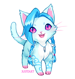 blue_hair female feral hair jewelry looking_at_viewer necklace open_mouth paws pink_eyes simple_background solo white_background justduet league_of_legends riot_games tencent jinx_(lol) domestic_cat felid feline felis mammal low_res