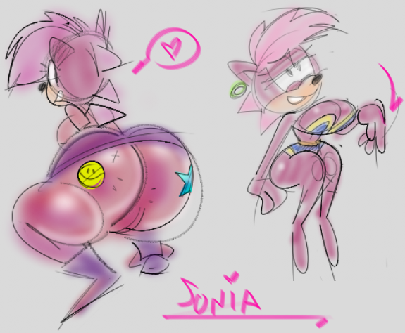 anthro big_breasts bikini breasts clothed clothing female genitals limp_wrist looking_back pussy rear_view solo sticker swimwear two-piece_swimsuit spunkyblunk sega sonic_the_hedgehog_(series) sonic_underground sonia_the_hedgehog eulipotyphlan hedgehog mammal sketch