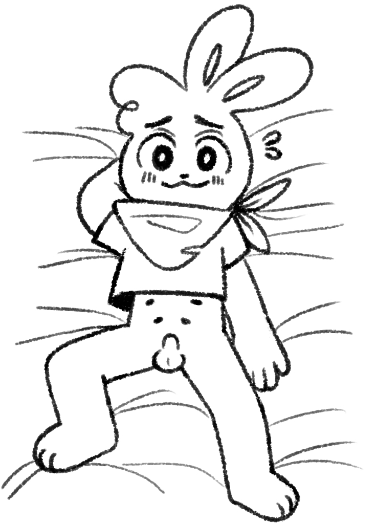 anthro dakimakura erection genitals male multi_nipple nervous_smile nipples penis pose small_penis solo spread_legs spreading young young_anthro young_male binkybnuuy haley_(binkybnuuy) lagomorph leporid mammal rabbit dakimakura_design monochrome pinup