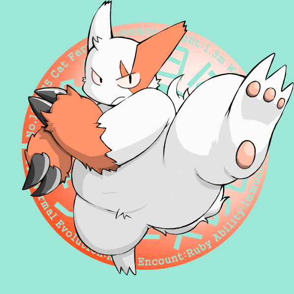 anthro belly fur kemono markings overweight overweight_anthro red_body red_fur red_markings simple_background solo white_body white_fur yuzpoco nintendo pokemon zangoose_day generation_3_pokemon pokemon_(species) zangoose 1:1 2009