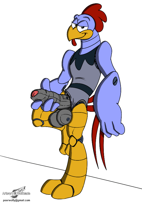 anthro balls beak big_penis biped clothing erection feathers foreskin genitals holding_penis humanoid_genitalia humanoid_penis looking_at_viewer machine male metal_balls metal_penis non-mammal_balls penis pose smile solo standing tail tail_feathers text wolfblade adventures_of_sonic_the_hedgehog sega sonic_the_hedgehog_(series) scratch_(adventures_of_sonic_the_hedgehog) avian badnik bird chicken galliform gallus_(genus) phasianid robot url