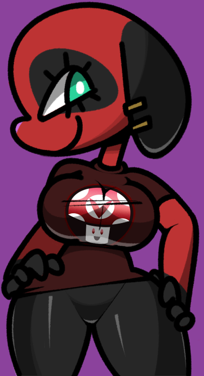 anthro big_breasts breasts clothed clothing ear_piercing female fungus mushroom piercing solo vineshroom vilepluff animal_crossing nintendo vinesauce cherry_(animal_crossing) canid canine canis domestic_dog mammal