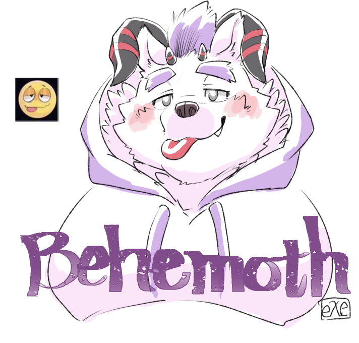 blush clothing fur hair hoodie horn male purple_hair tongue topwear white_body white_fur exe_exem lifewonders tokyo_afterschool_summoners behemoth_(tas) dopey monster 2019 digital_media_(artwork)