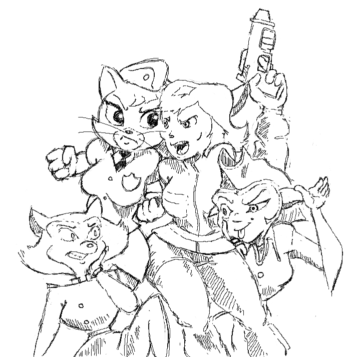 anthro female group gun handgun pistol police ranged_weapon weapon smekbo disney hanna-barbera metro-goldwyn-mayer patrol_03 swat_kats tom_and_jerry treasure_planet captain_amelia felina_feral katy_o'kitty pamela_bondani domestic_cat felid feline felis mammal black_and_white crossover monochrome