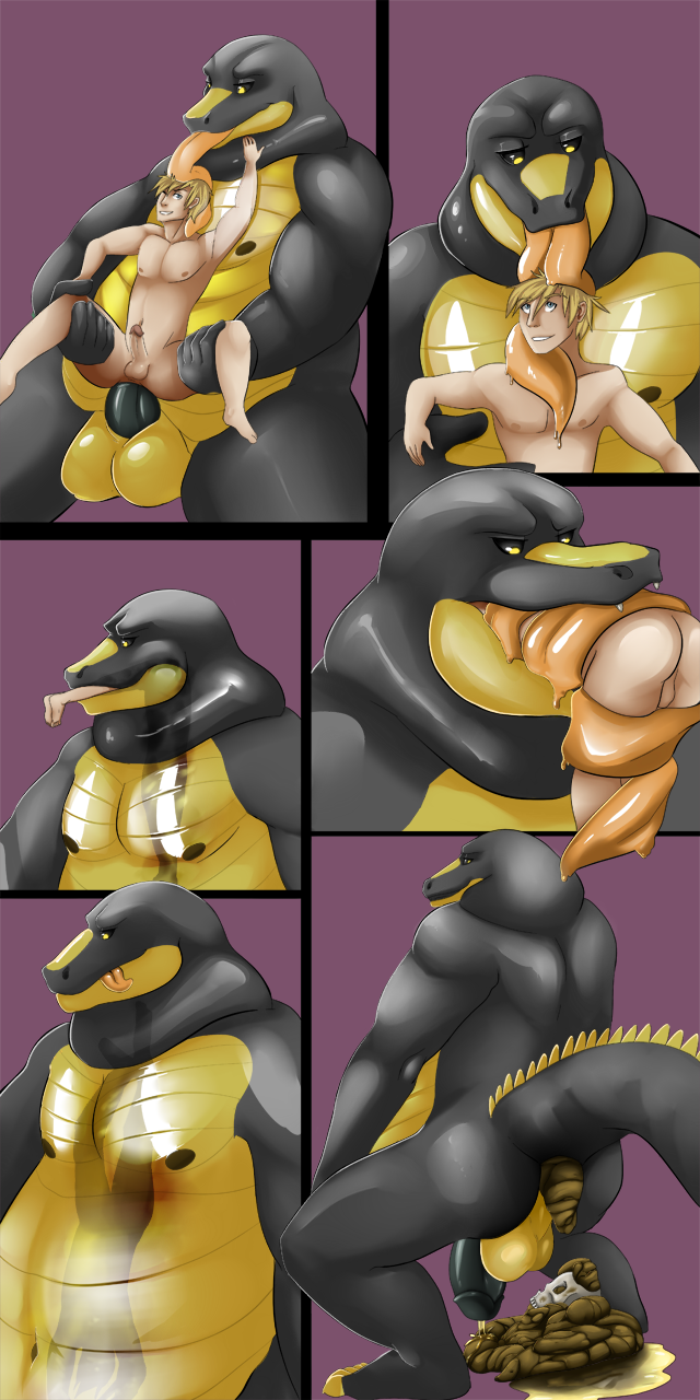after_anal after_vore almost_fully_inside anal anal_penetration anthro anus balls belly big_dom_small_sub big_penis black_body black_penis blonde_hair blue_eyes bodily_fluids bone bones_in_feces butt claws crouching death disposal dominant duo erection fatal_vore feces feces_in_ass feces_pile genital_fluids genitals hair half-erect head_first huge_penis human_skull humanoid_genitalia humanoid_penis imminent_vore larger_pred licking licking_another long_tongue male male/male nipples nude nude_pred nude_prey oral_vore pale_skin partially_inside peeing peeing_on_feces penetration penis perineum purple_background raised_tail rear_view simple_background size_difference skull skull_in_feces smile tail teeth thick_penis tongue urine urine_on_feces urine_on_ground urine_pool vore yellow_balls yellow_body yellow_eyes yellow_perineum stufferzz lex_(stufferzz) alligator alligatorid crocodilian human mammal reptile scalie 1:2 comic hi_res