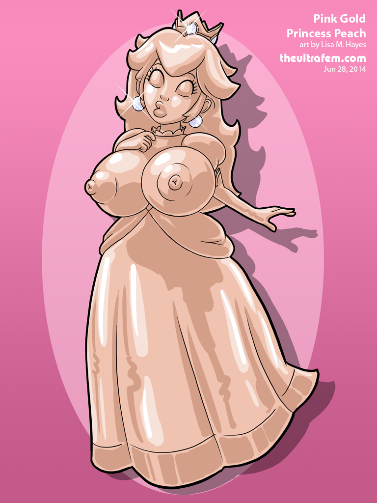 big_breasts breasts female nipples solo ultrafem mario_bros mario_kart nintendo pink_gold_peach princess_peach human mammal 3:4