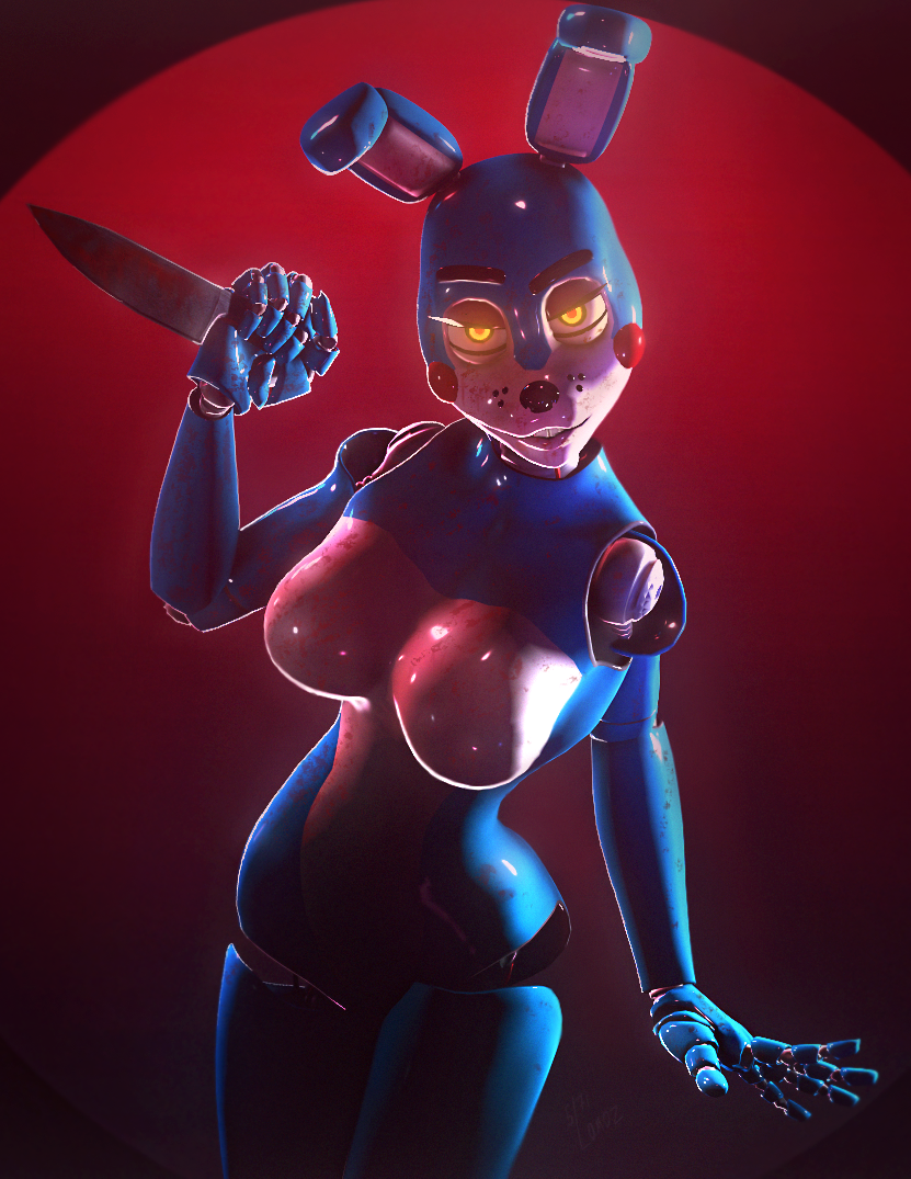 angry anthro backlighting big_breasts blood blood_on_body blood_on_breast blue_body bodily_fluids breasts featureless_breasts female glowing glowing_eyes holding_knife holding_object knife light looking_at_viewer machine red_background reverse_grip simple_background solo toy_bonnie_(disembowell) yellow_eyes lamoz571 disembowell_(modeler) five_nights_at_freddy's five_nights_at_freddy's_2 scottgames toy_bonnie_(fnaf) animatronic lagomorph leporid mammal rabbit robot robot_anthro 2017 3d_(artwork) digital_media_(artwork) lighting source_filmmaker_(artwork)