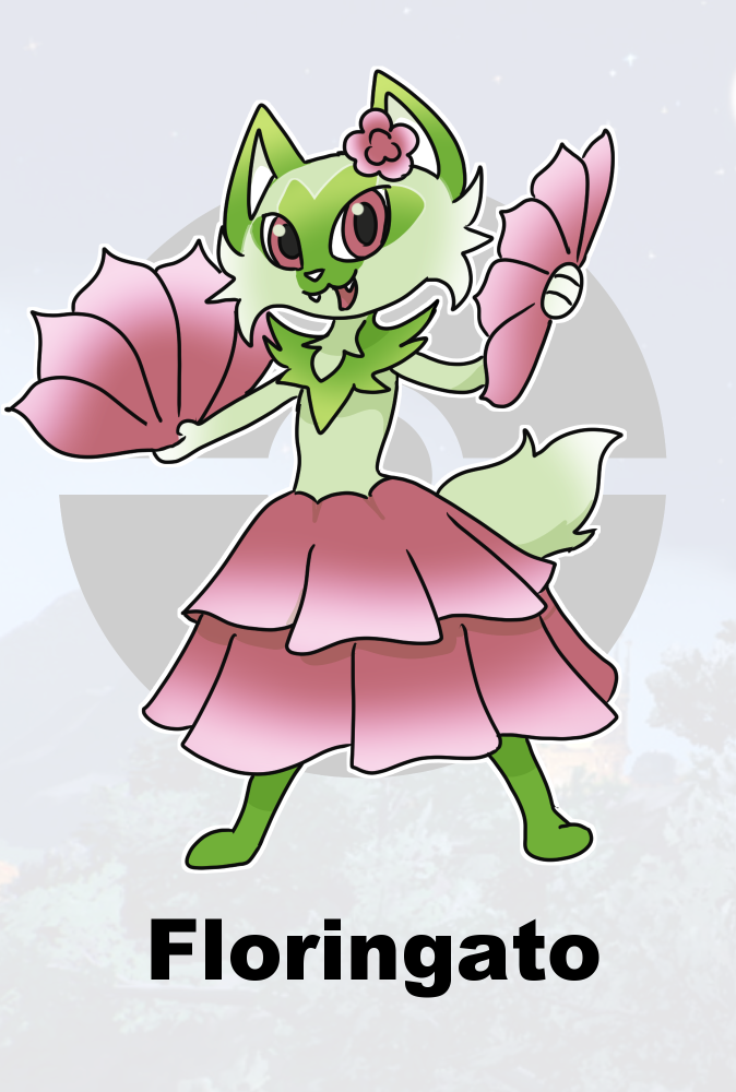 accessory anthro clothing dress female floral flower flower_accessory flower_hair_accessory fur green_body green_fur hair_accessory hand_fan open_mouth pink_eyes plant solo tempestryder fakemon nintendo pokemon felid generation_9_pokemon mammal pokemon_(species) sprigatito