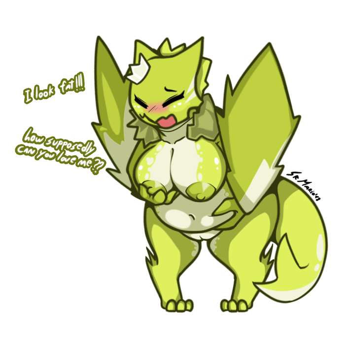 anthro blush breasts crown embarrassed female front_view genitals green_body green_skin headgear non-mammal_breasts overweight overweight_anthro overweight_female princess pussy royalty simple_background solo tail white_background srmario european_mythology mythology towergirls dragon_princess_iii dragon mythological_creature mythological_scalie scalie western_dragon 1:1