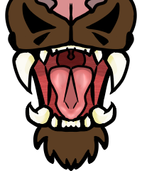 ambiguous_gender anthro black_markings black_outline brown_body brown_fur chin_tuft facial_markings facial_tuft fangs fur head_markings markings mouth_shot open_mouth outline pink_nose pink_tongue presenting_mouth sharp_teeth simple_background solo symmetry teeth tongue transparent_background tuft uvula mammal 5:6 alpha_channel low_res thumbnail