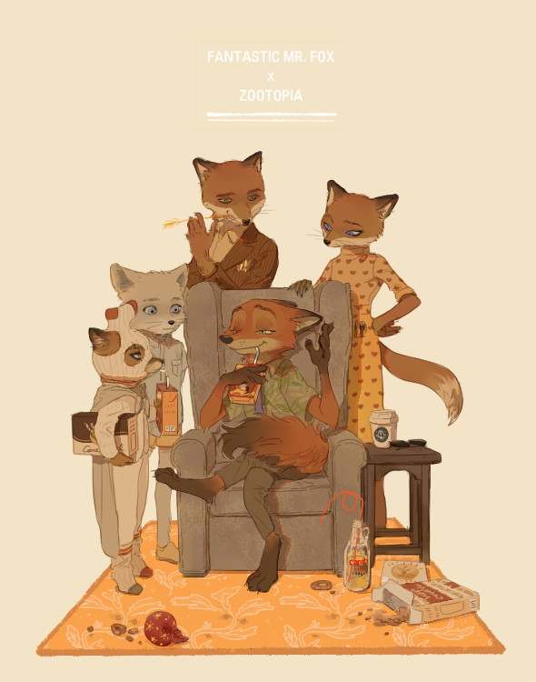 anthro clothed clothing female food fur group juice_box male mature_anthro mature_female mature_male sitting standing wjdgns_12 disney fantastic_mr._fox zootopia ash_fox_(fantastic_mr._fox) kristofferson_silverfox mr._fox_(fantastic_mr._fox) mrs._felicity_fox nick_wilde canid canine fox mammal red_fox true_fox 2017