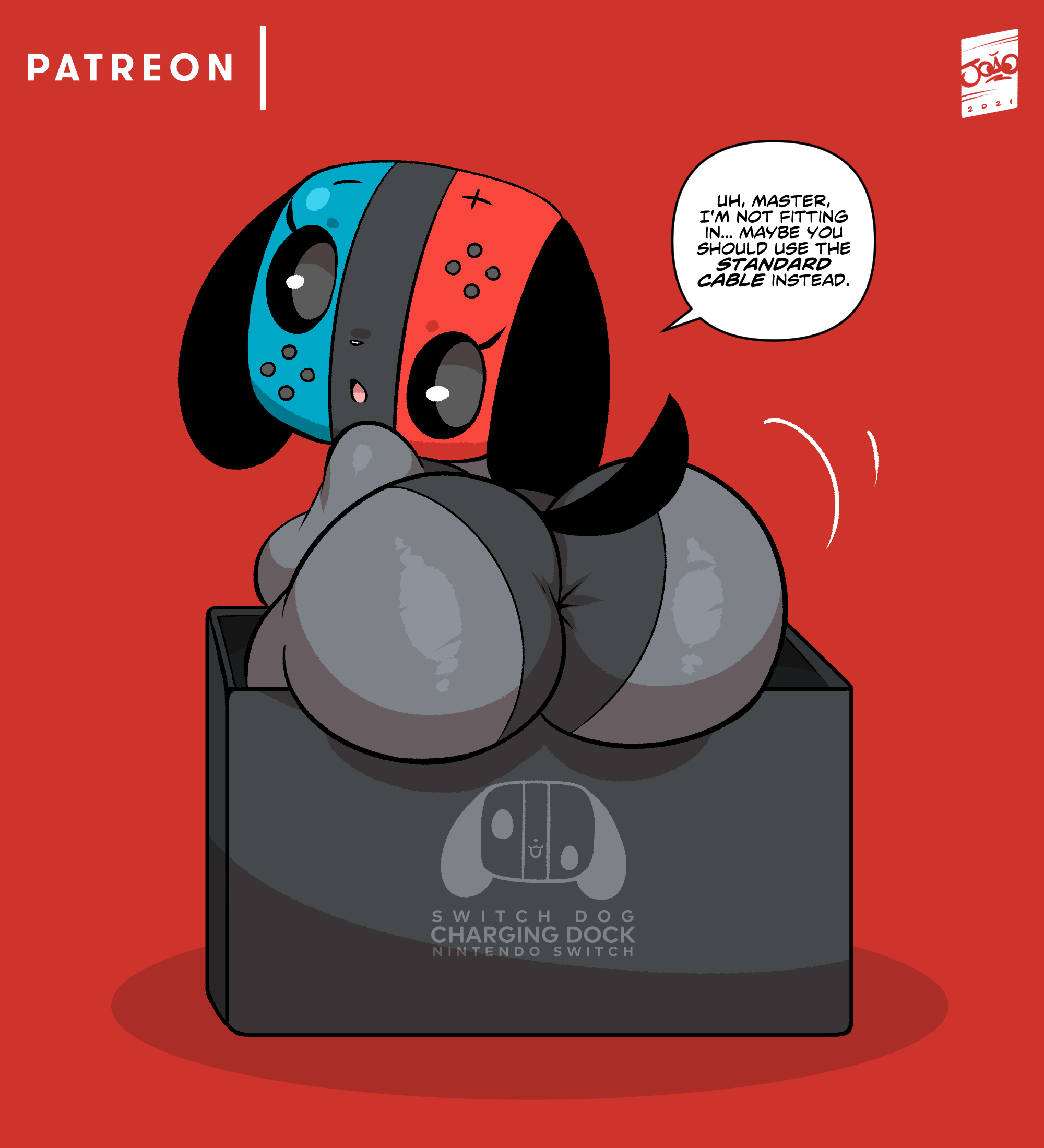 Rule 34 Dev - general:[anthro big_butt bodily_fluids butt  crouching dialogue rear_view simple_background solo  speech_bubble sweat teapot_(body_type) text]  artist:[joaoppereiraus] contributor:[] copyright:[nintendo ...