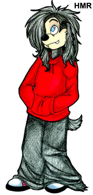 anthro baggy biped black_body black_fur black_hair black_nose blue_eyes bottomwear clothed clothing fluffy fluffy_tail footwear fur hair hoodie male oversized_bottomwear oversized_clothing oversized_pants pants shoes simple_background solo standing tail topwear white_background zeriara disney goof_troop cujo canid canine canis domestic_dog mammal